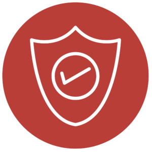 Icon of a badge shape with a tick inside