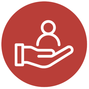 Icon of a hand holding a person on top